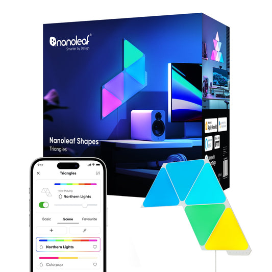 Nanoleaf - Shapes Triangles Smarter Kit, Indoor Modern Modular LED Wall Light Panels, 5PK - Serious Techies