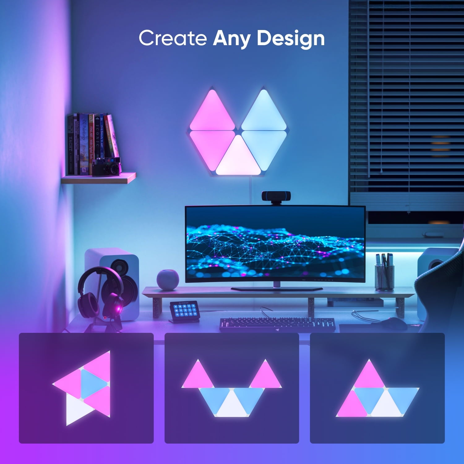 Nanoleaf - Shapes Triangles Smarter Kit, Indoor Modern Modular LED Wall Light Panels, 5PK - Serious Techies