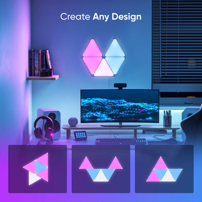 Nanoleaf - Shapes Triangles Smarter Kit, Indoor Modern Modular LED Wall Light Panels, 5PK - Serious Techies
