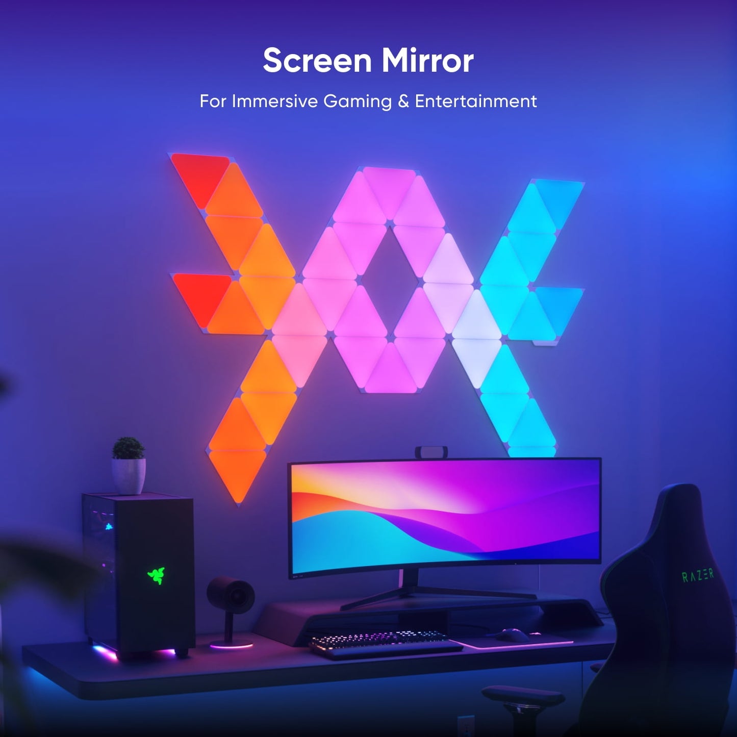 Nanoleaf - Shapes Triangles Smarter Kit, Indoor Modern Modular LED Wall Light Panels, 5PK - Serious Techies