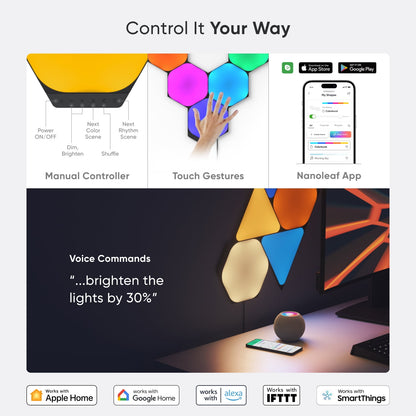 Nanoleaf - Shapes Ultra Black Hexagons Expansion Pack, 3Pk – LED Wall Panels, Modern Style - Serious Techies