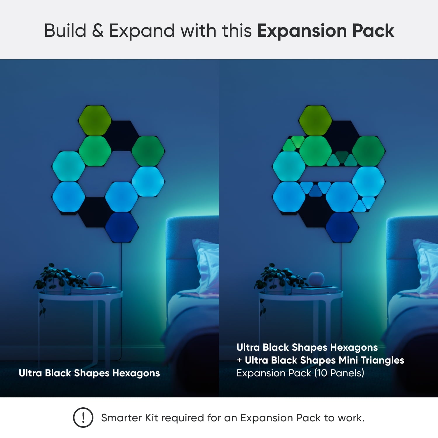 Nanoleaf - Shapes Ultra Black Mini Triangles Expansion Pack, 10Pk – LED Wall Panels for Home, Modern Style - Serious Techies