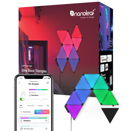 Nanoleaf - Shapes Ultra Black Triangles Smarter Kit - Smart LED Wall Light Panels - 9Pk - Serious Techies