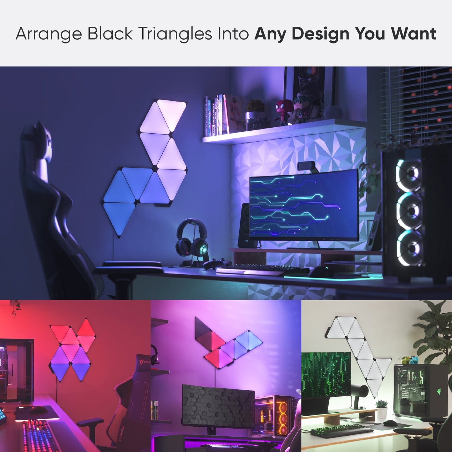 Nanoleaf - Shapes Ultra Black Triangles Smarter Kit - Smart LED Wall Light Panels - 9Pk - Serious Techies
