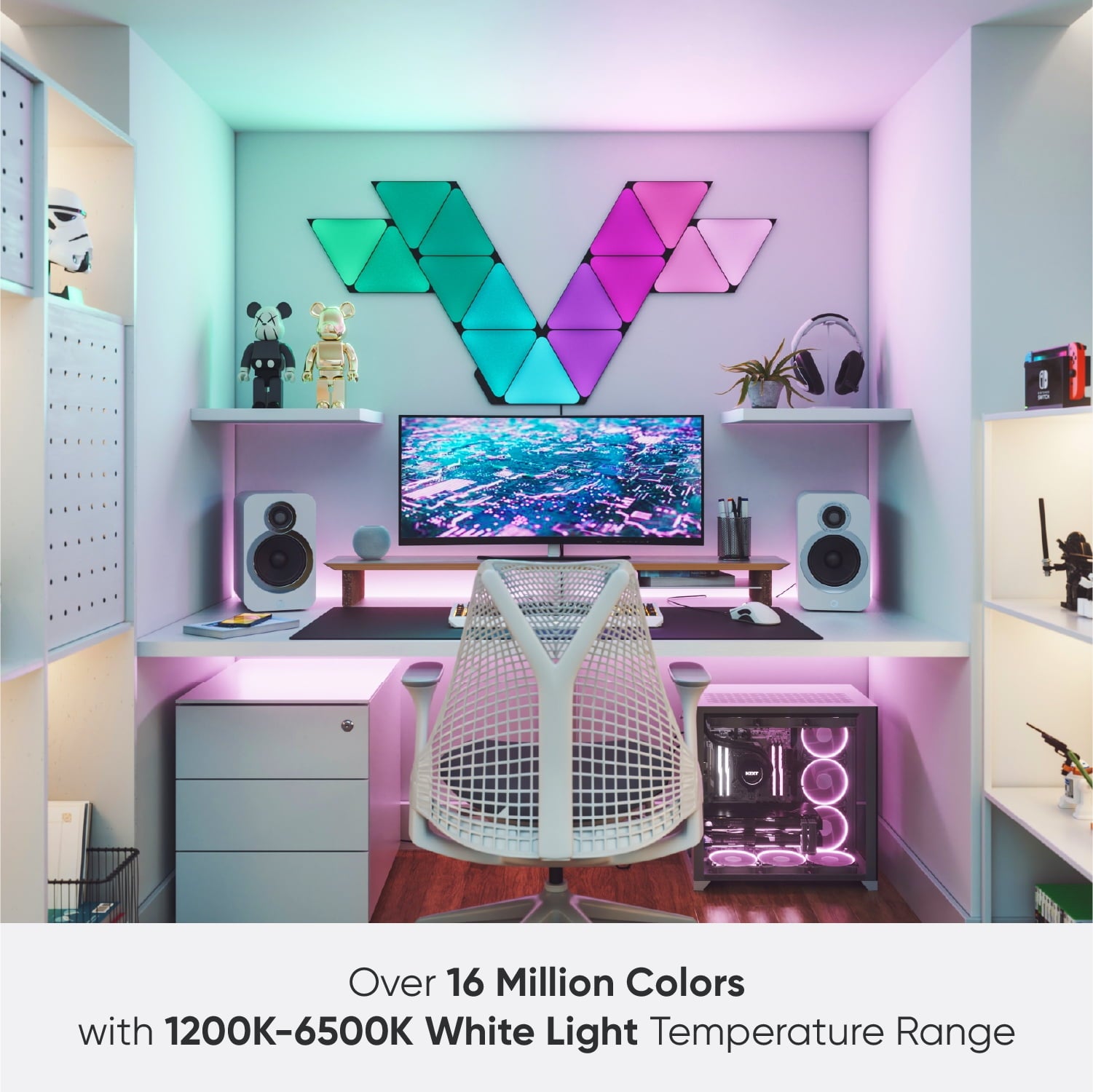Nanoleaf - Shapes Ultra Black Triangles Smarter Kit - Smart LED Wall Light Panels - 9Pk - Serious Techies