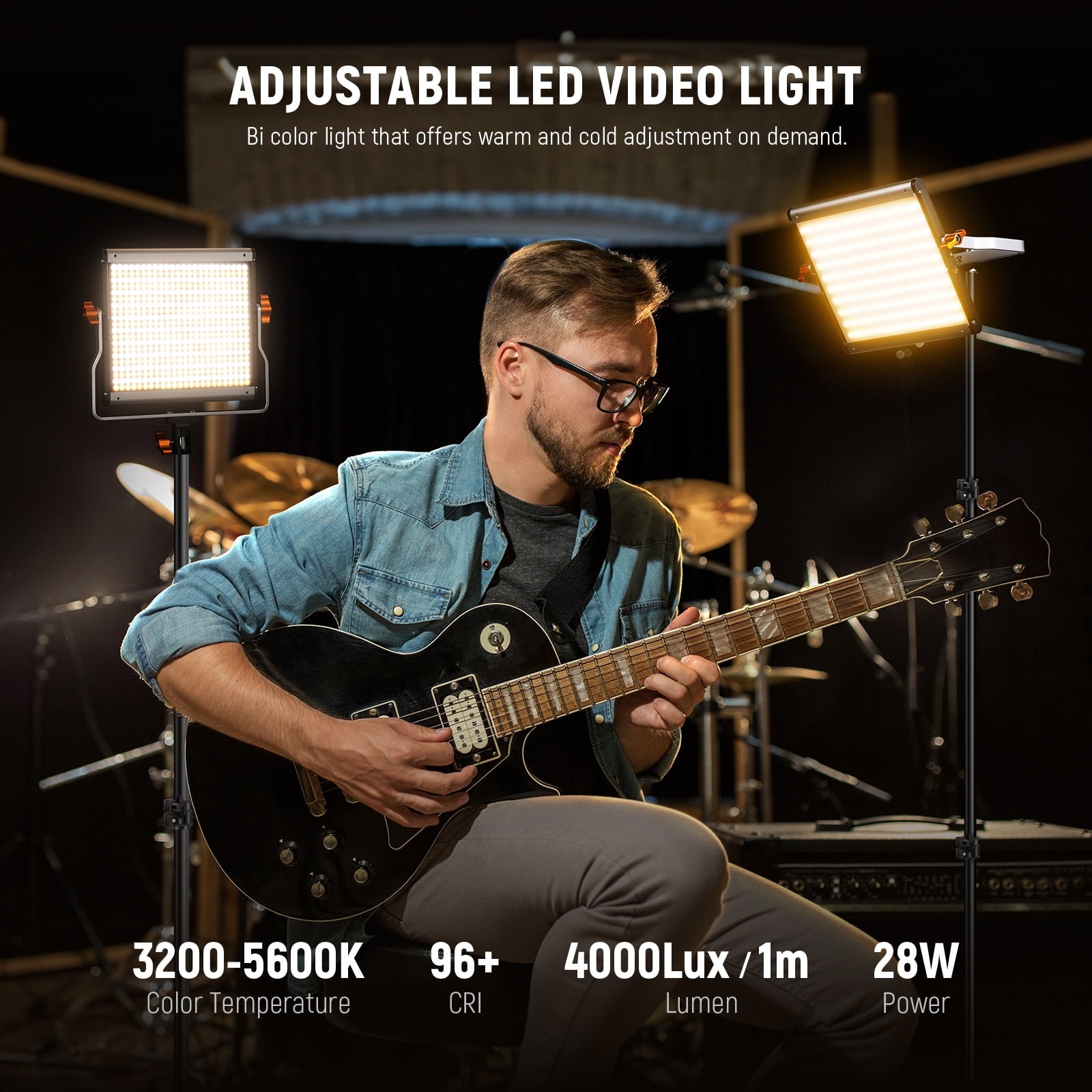 2-Pack Aluminum Alloy Bi-Color 480 LED Video Light Kit – 3200K-5600K, CRI 96+, W/U Bracket & 75" Stand for Photography, Streaming - Serious Techies