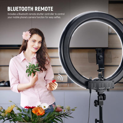 Neewer - 18" Ring Light, LED Selfie Light Kit, Adjustable Stand, Phone Holder, Dimmable Lighting, for Makeup, Vlogging, Video, Photography, Live Streaming - Serious Techies