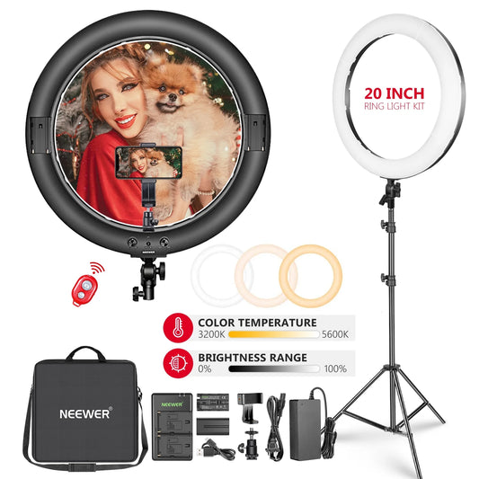 Neewer - 20" LED Bi-Color Circle Light with Ball Head - Serious Techies