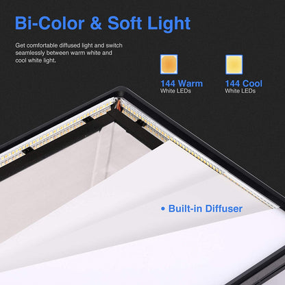 Neewer - NL288 LED Video Light with 2.4G Remote, 45W 4800Lux 3200K-5600K CRI 97+ Dimmable Bi-Color 18" Soft Light Panel for Photography Youtube Live Stream Game Zoom Meeting(Battery Not Included) - Serious Techies