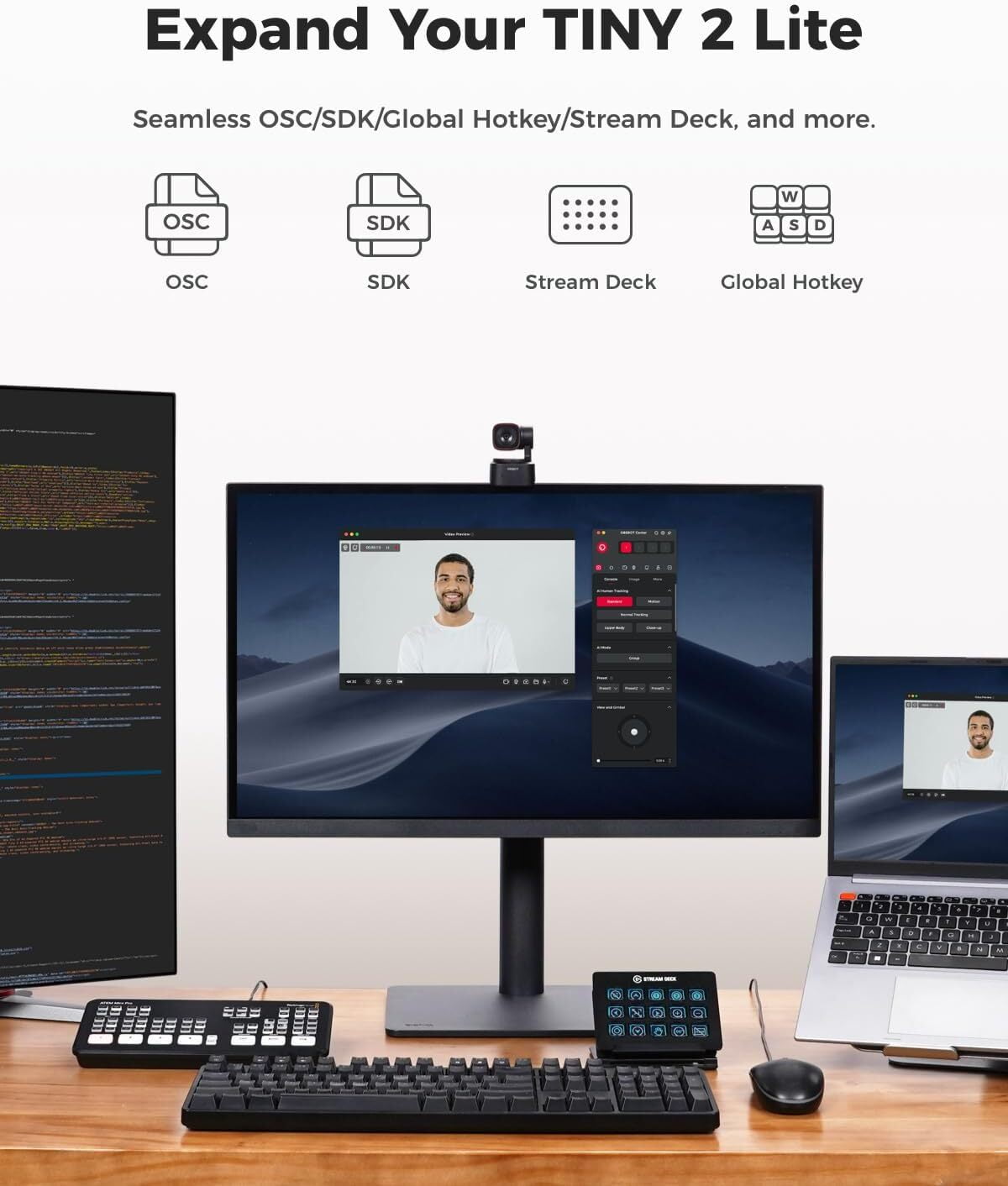 OBSBOT - Tiny 2 Lite Ai-Powered 4K UHD PTZ Webcam 1/2"CMOS Sensor AI Auto Tracking - Serious Techies