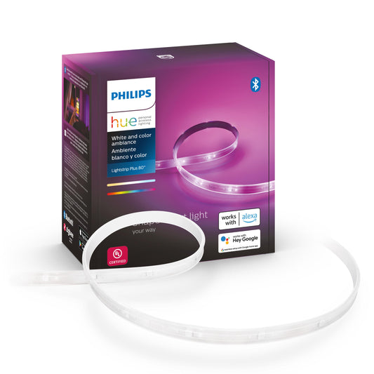 Philips Hue - White and Color Ambiance Light Strip plus 6.5Ft Base Kit with Bluetooth, White - Serious Techies