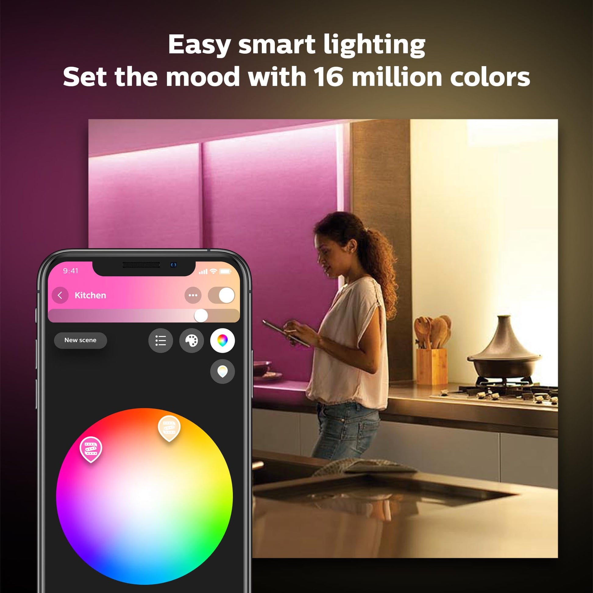 Philips Hue - White and Color Ambiance Light Strip plus 6.5Ft Base Kit with Bluetooth, White - Serious Techies