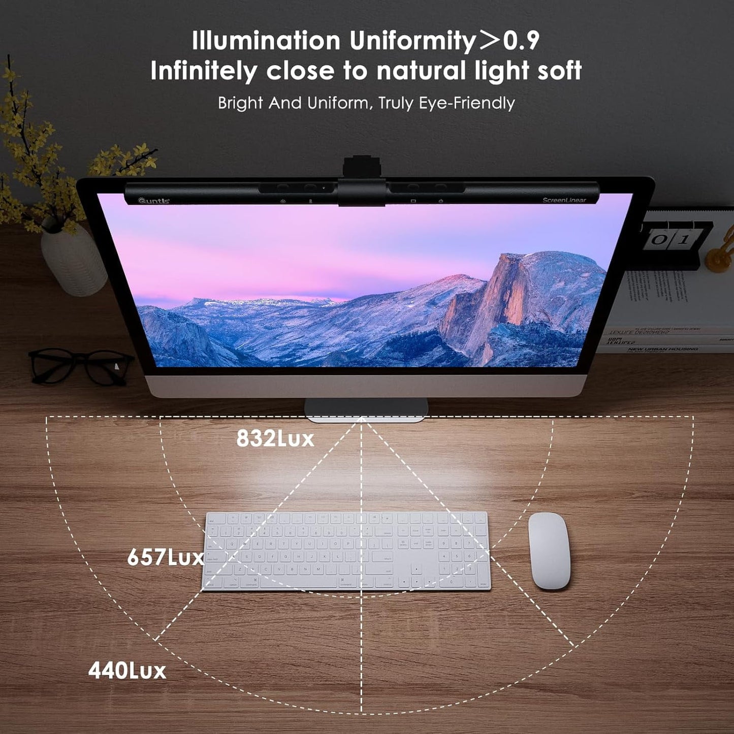Quntis - Computer Monitor Lamp, 15.75Inch/40Cm Screen Monitor Light Bar for Eye Caring, E-Reading LED Task Lamp with Auto-Dimming & Stepless Adjustment, Touch Control Space Saving Home Office Lamp - Serious Techies