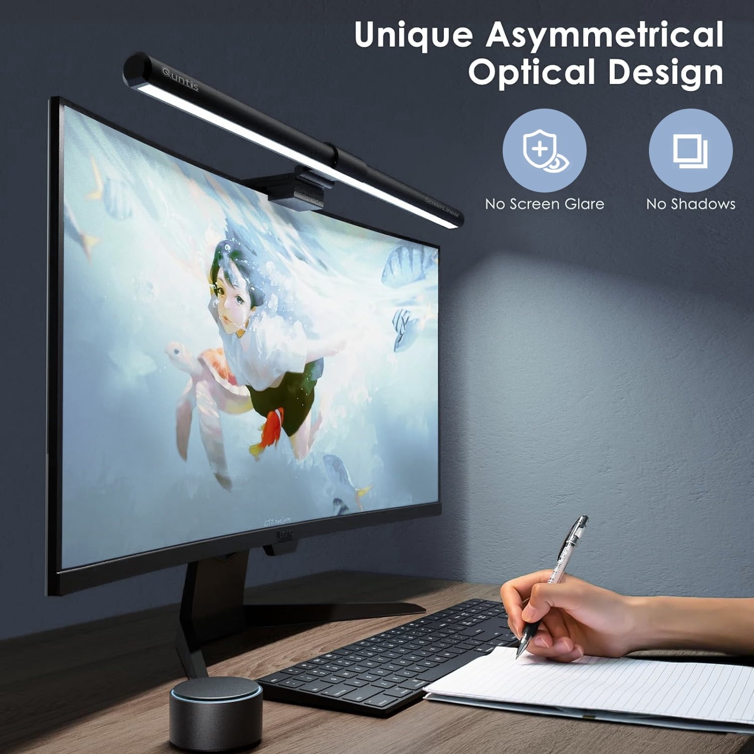 Quntis - Monitor Light Bar PRO with Remote, Eye-Care, No Screen Glare, Fit for Curved Monitor, Auto Dimming Screen Light Bar for Home Office Gaming Desk Lamp - Serious Techies