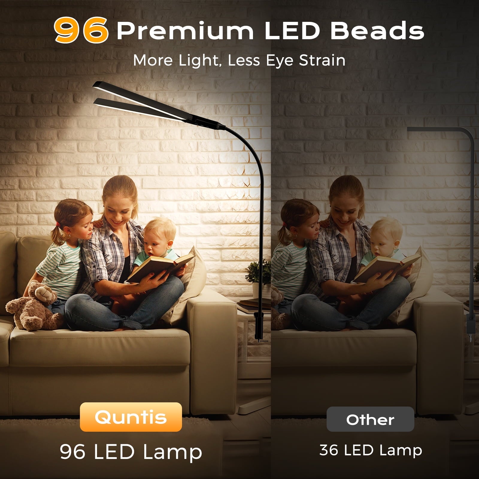 Quntis - 28" LED Desk Lamp, 96 Leds Eye-Care Monitor Light, 3 Brightness Levels & 4 Temperatures Flexible Gooseneck & Architect Desk Clamp for Home Office, Study, Design - Serious Techies