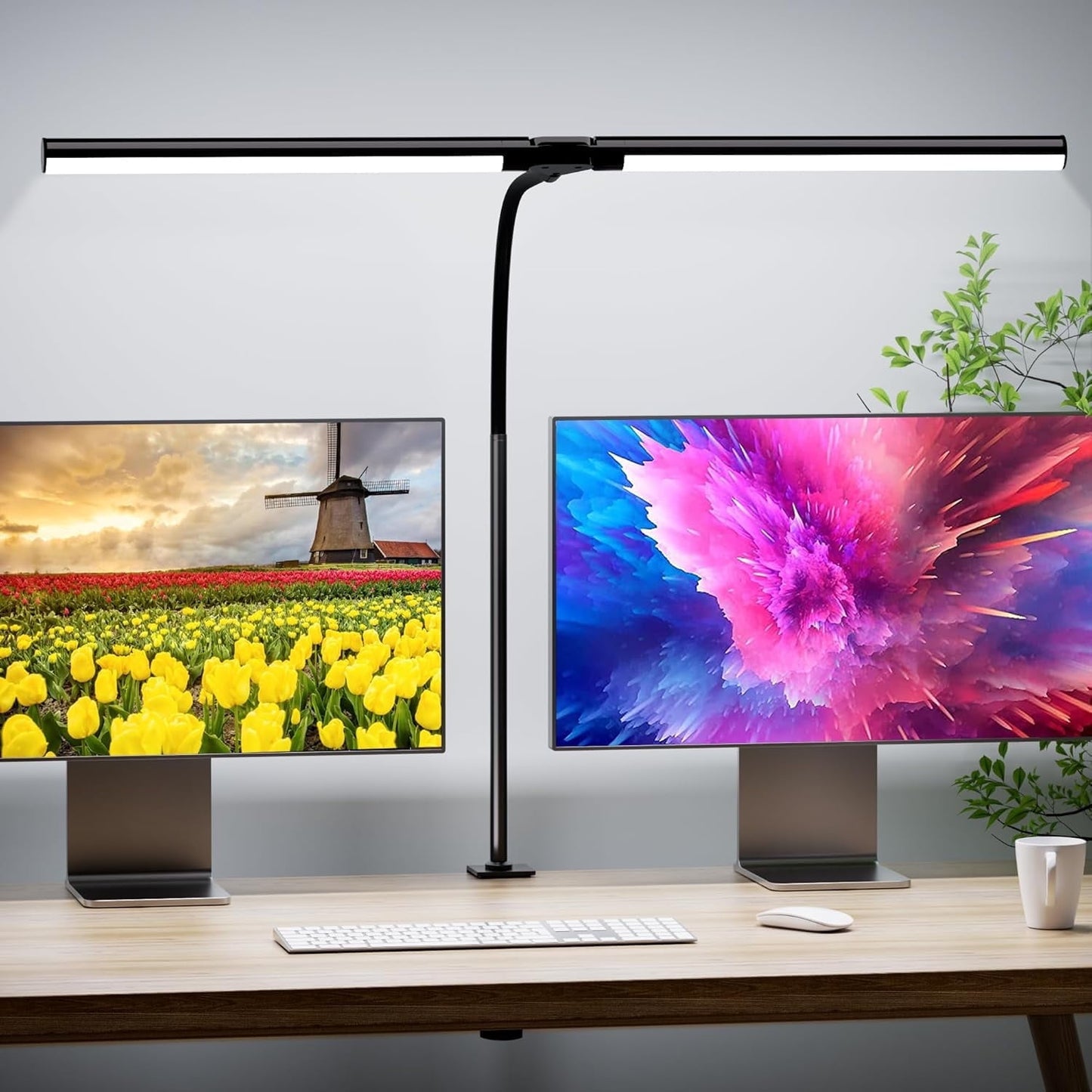 Quntis - LED Desk Lamp for Home Office, 31.5 Inch 1500LM Foldable Monitor Light, Dimmable Dual Desk Lamps with Clamp Architect Table Lamp for Work Home Light (Black) - Serious Techies
