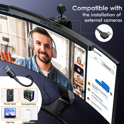 Quntis - Monitor Light Bar + with Remote Control, Fit for Curved Monitor, Eye-Care Computer Lamp Dimmable Screen Light Bar with Auto-Dimming, No Glare Home Office Gaming Desk Lamp