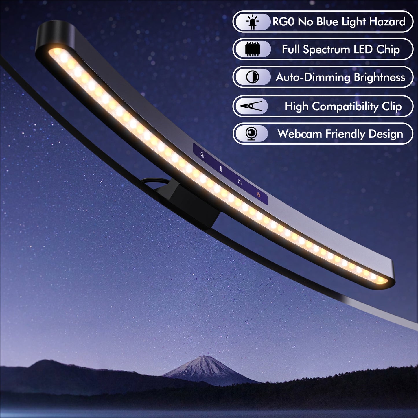 Quntis - Monitor Light Bar + with Remote Control, Fit for Curved Monitor, Eye-Care Computer Lamp Dimmable Screen Light Bar with Auto-Dimming, No Glare Home Office Gaming Desk Lamp