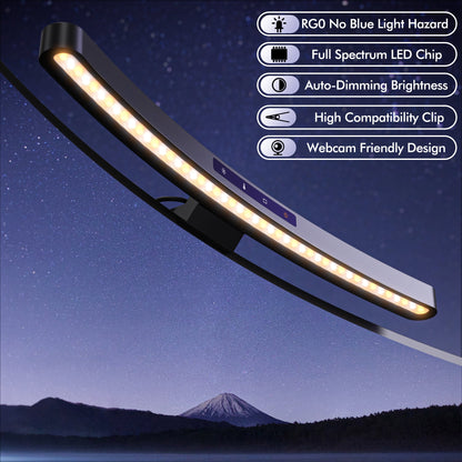 Quntis - Monitor Light Bar + with Remote Control, Fit for Curved Monitor, Eye-Care Computer Lamp Dimmable Screen Light Bar with Auto-Dimming, No Glare Home Office Gaming Desk Lamp