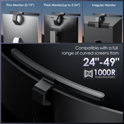 Quntis - Monitor Light Bar + with Remote Control, Fit for Curved Monitor, Eye-Care Computer Lamp Dimmable Screen Light Bar with Auto-Dimming, No Glare Home Office Gaming Desk Lamp