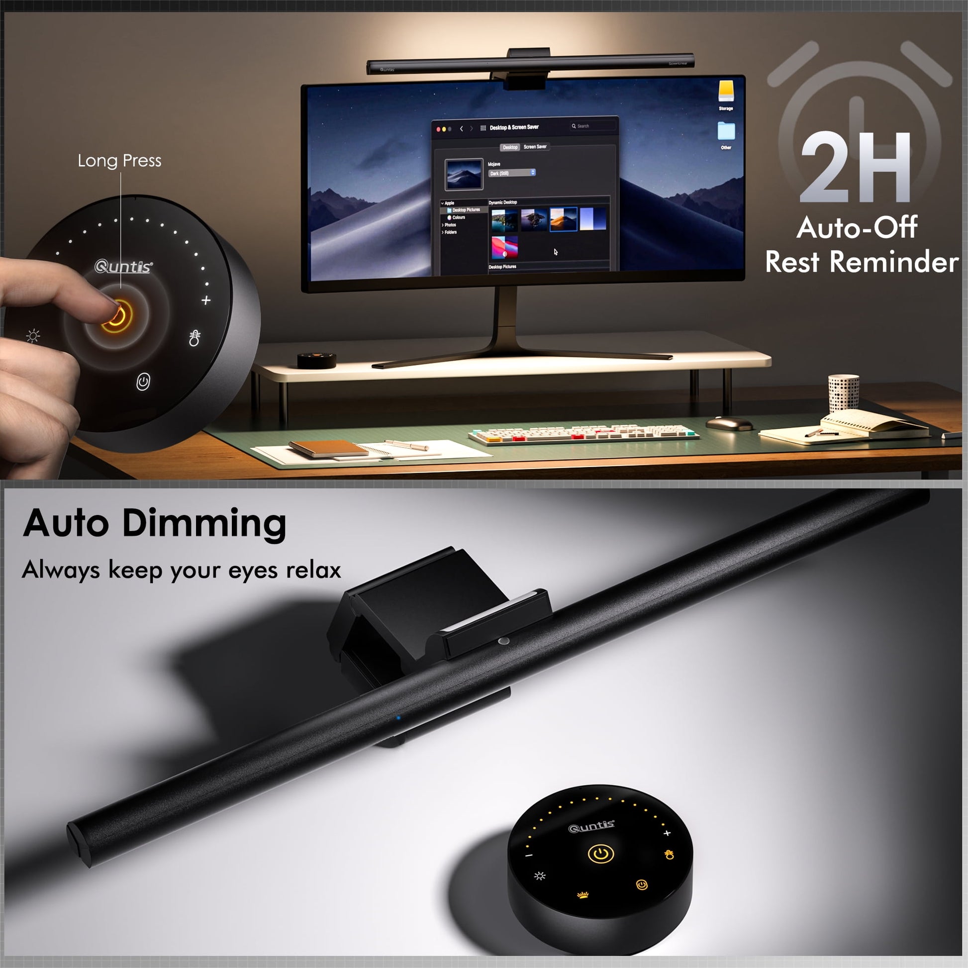 Quntis - Monitor Light Bar with Remote Control, No Screen Glare Eye-Care, 16.7''Computer Monitor Lamp with Backlight, Auto Dimmable Monitor Light for Home Office Gaming - Serious Techies