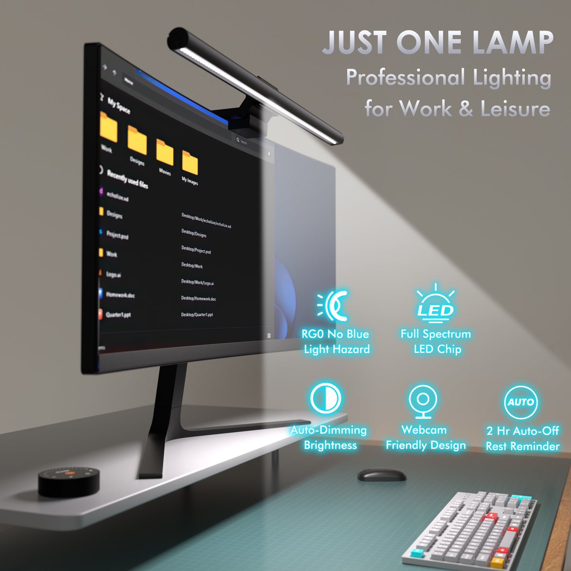 Quntis - Monitor Light Bar with Remote Control, No Screen Glare Eye-Care, 16.7''Computer Monitor Lamp with Backlight, Auto Dimmable Monitor Light for Home Office Gaming - Serious Techies