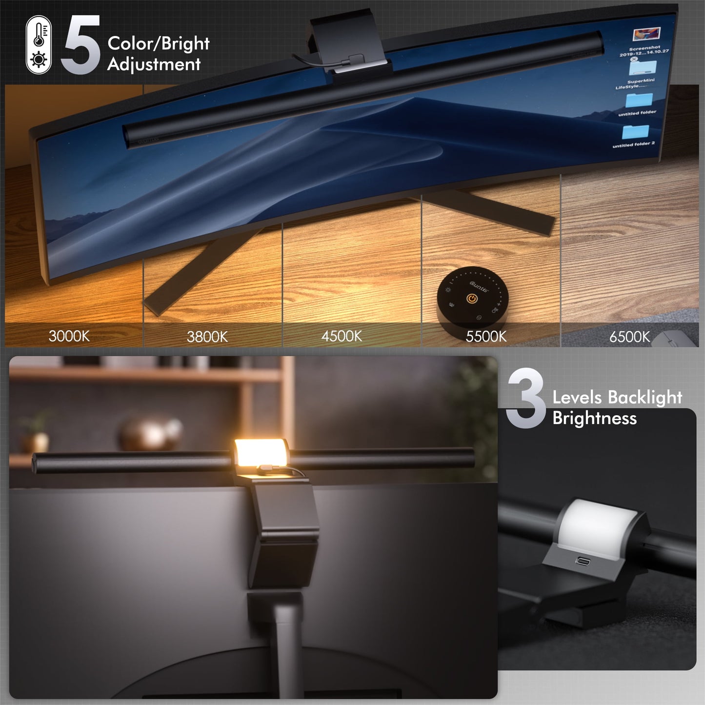 Quntis - Monitor Light Bar with Remote Control, No Screen Glare Eye-Care, 16.7''Computer Monitor Lamp with Backlight, Auto Dimmable Monitor Light for Home Office Gaming - Serious Techies
