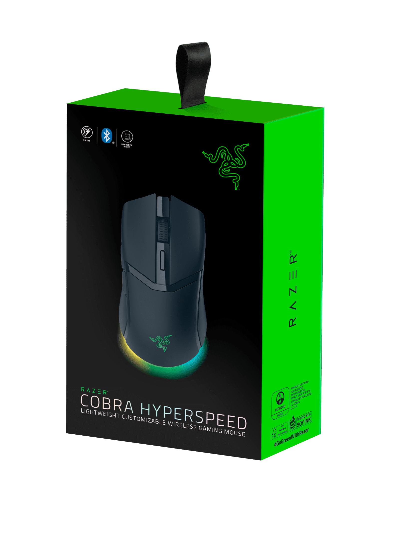 Cobra Hyperspeed - Lightweight Customizable Wireless PC Gaming Mouse, 2.4Ghz, Bluetooth, 62G, Black - Serious Techies