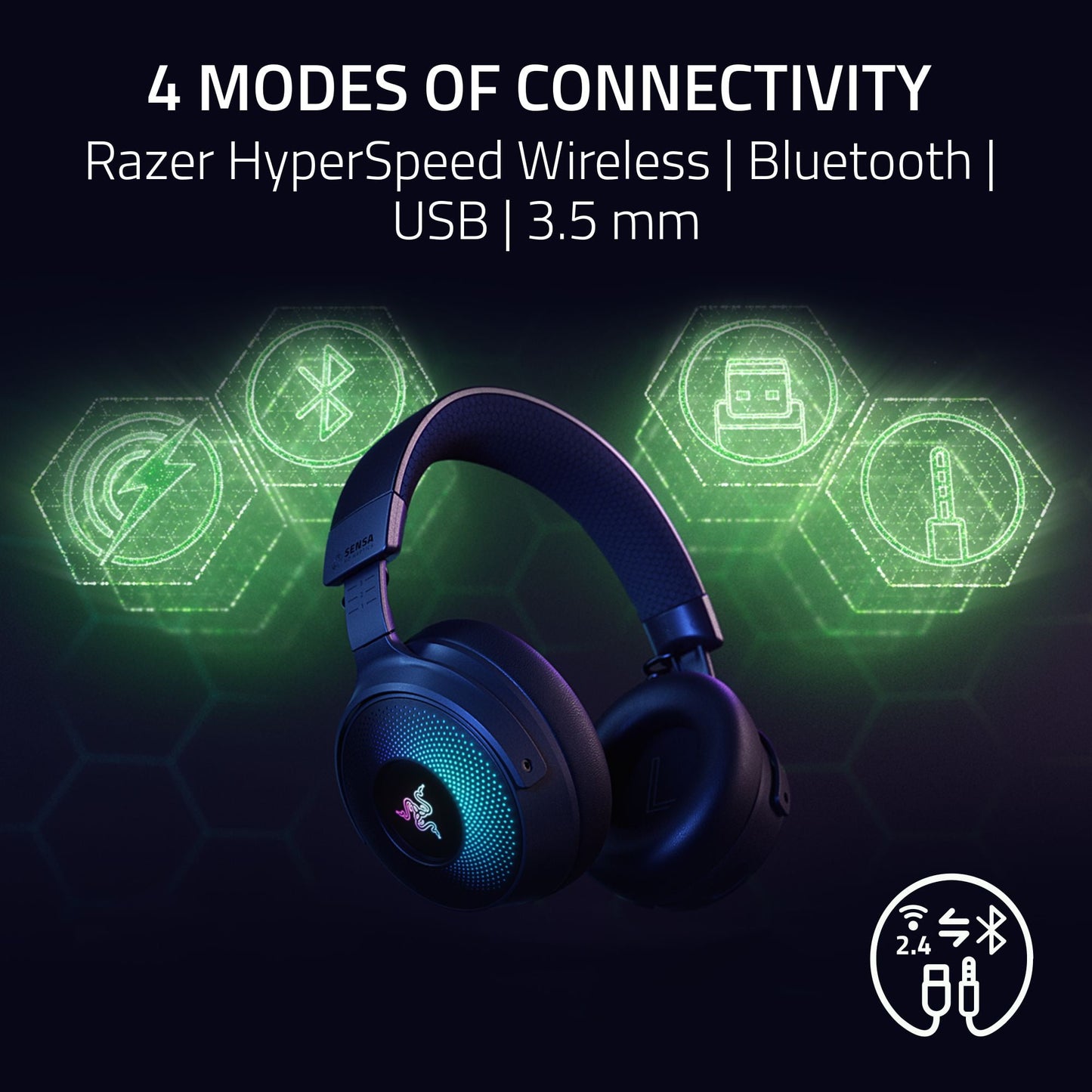 Razer - Kraken V4 Pro Wireless Gaming Headset with Control Hub, RGB Chroma, Black - Serious Techies