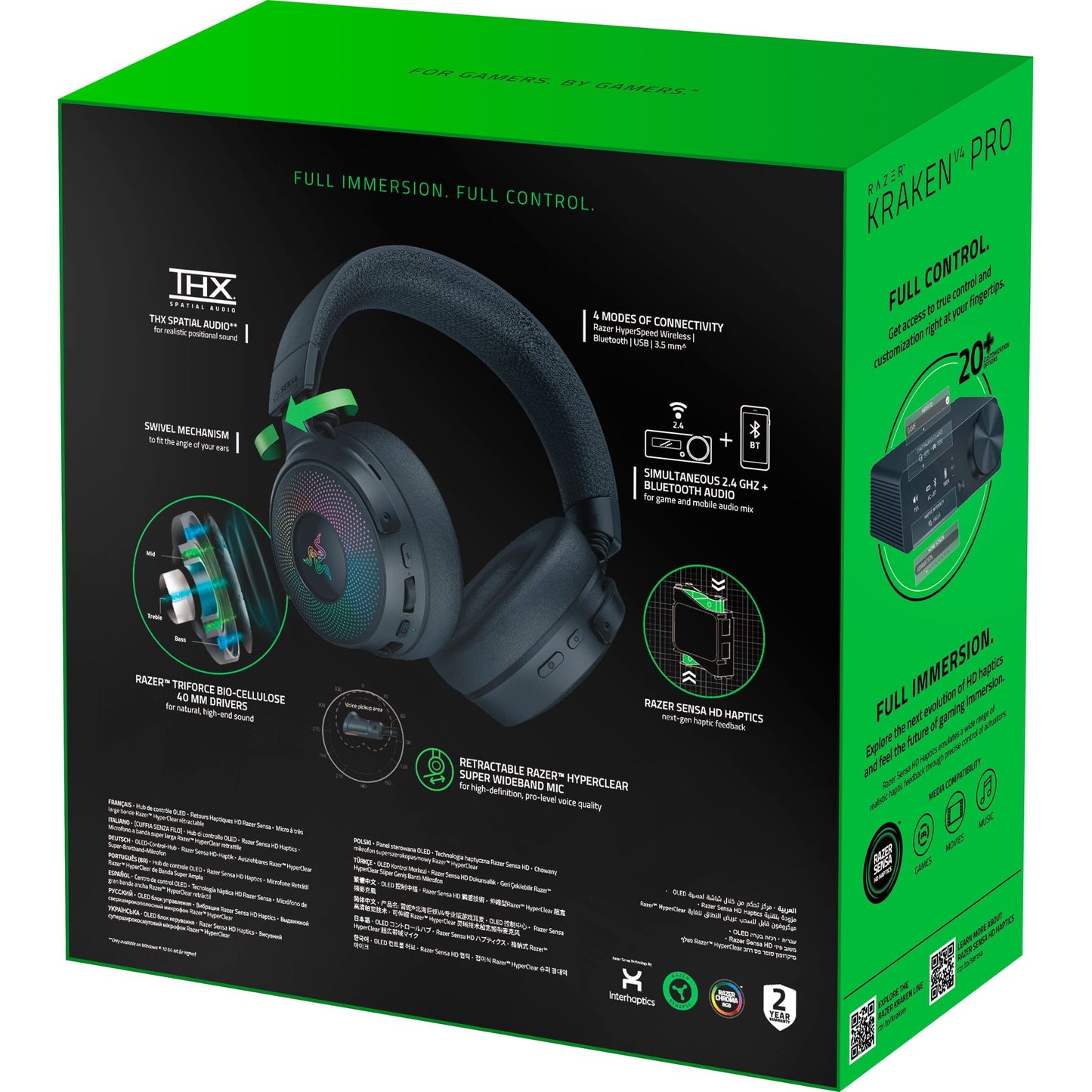Razer - Kraken V4 Pro Wireless Gaming Headset with Control Hub, RGB Chroma, Black - Serious Techies