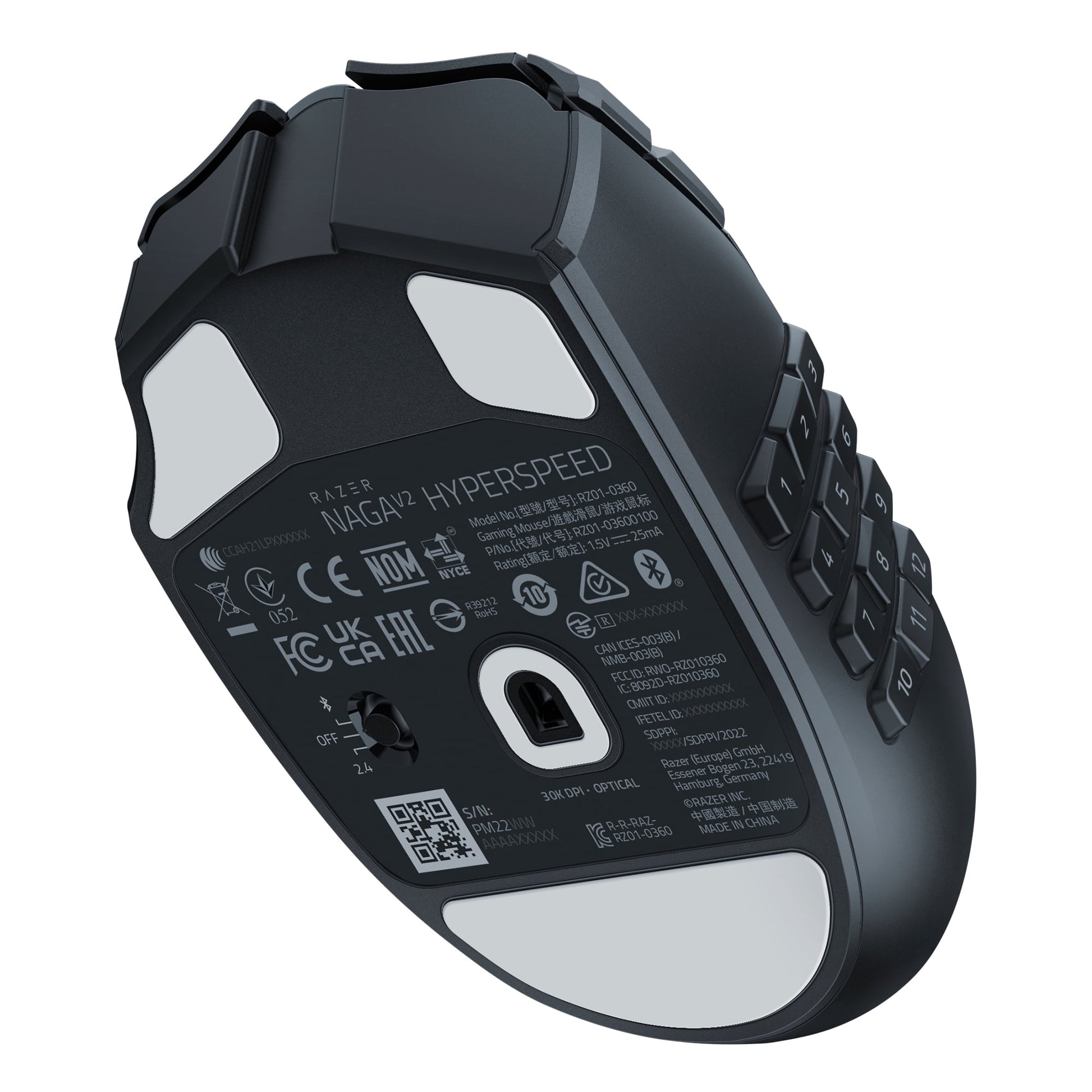 Naga V2 Hyperspeed Bluetooth Gaming Mice with AA Battery, Black - Serious Techies