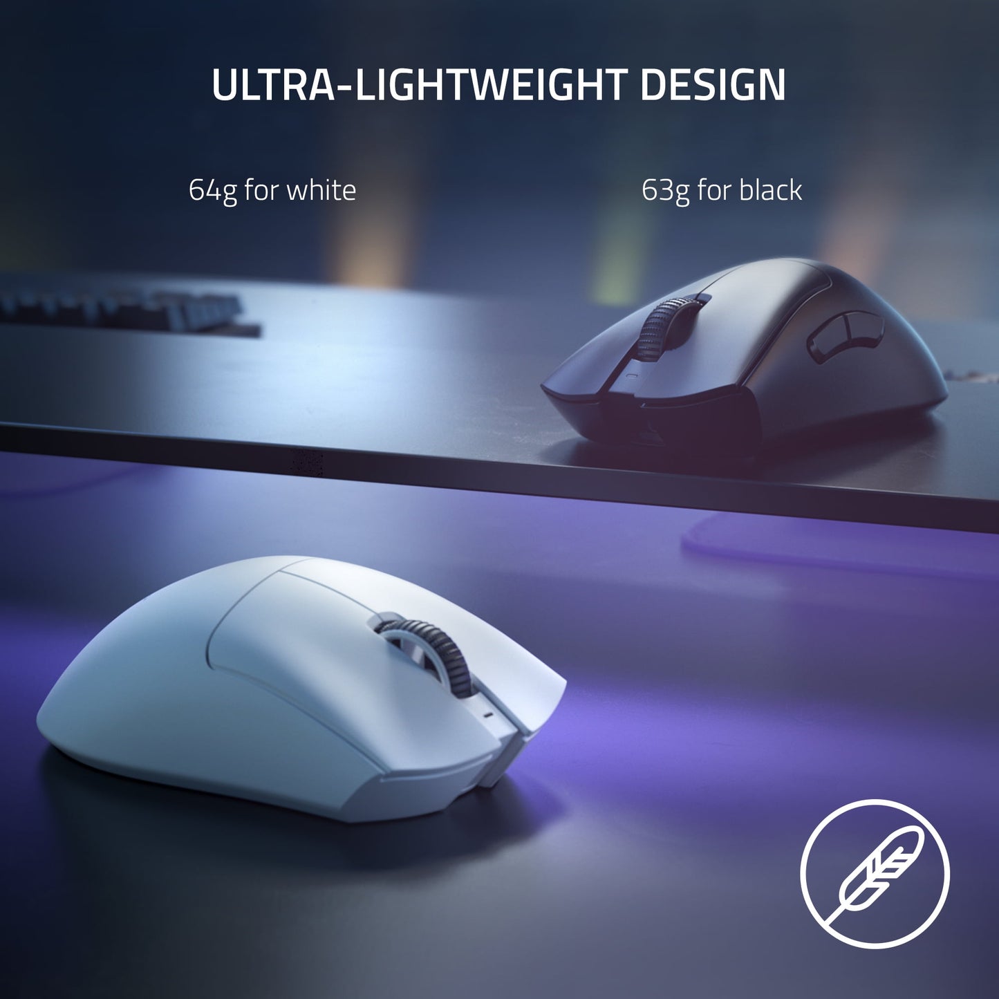 Deathadder V3 Pro Wireless Esports Gaming Mouse, 64G, 5 Buttons, 2.4Ghz, Bluetooth, White