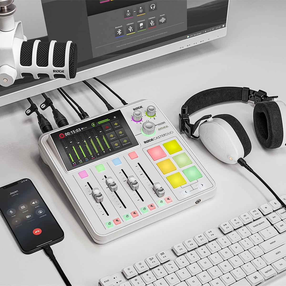 Rode - Caster Duo Integrated Audio Production Studio, White - Serious Techies