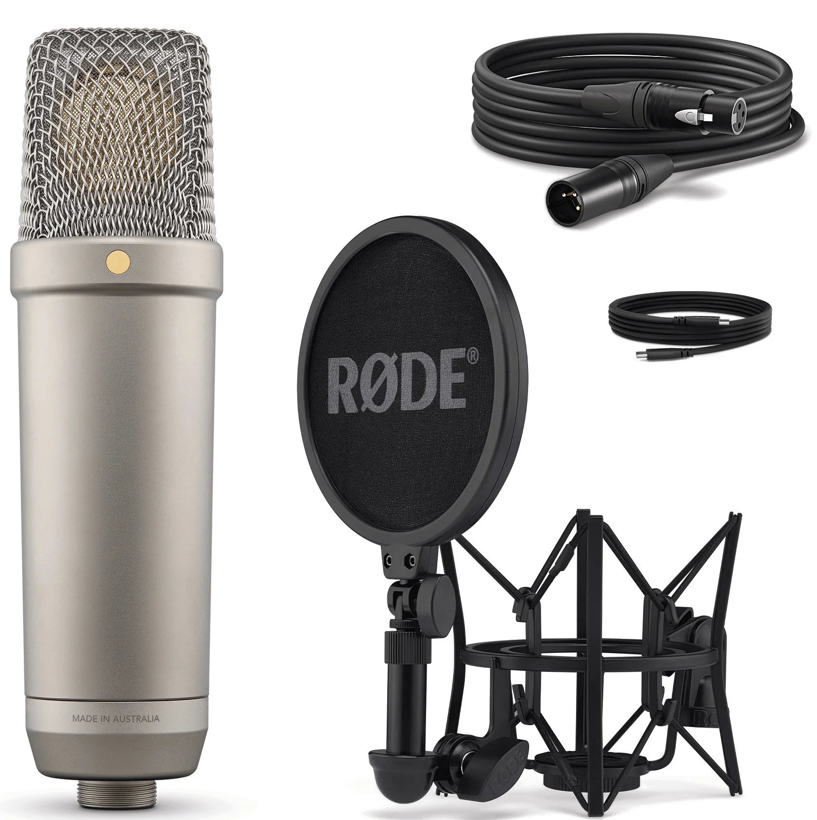 RODE - NT1 5Th Generation Condenser Microphone, SM6 Shockmount, Pop Filter, Silver - Serious Techies