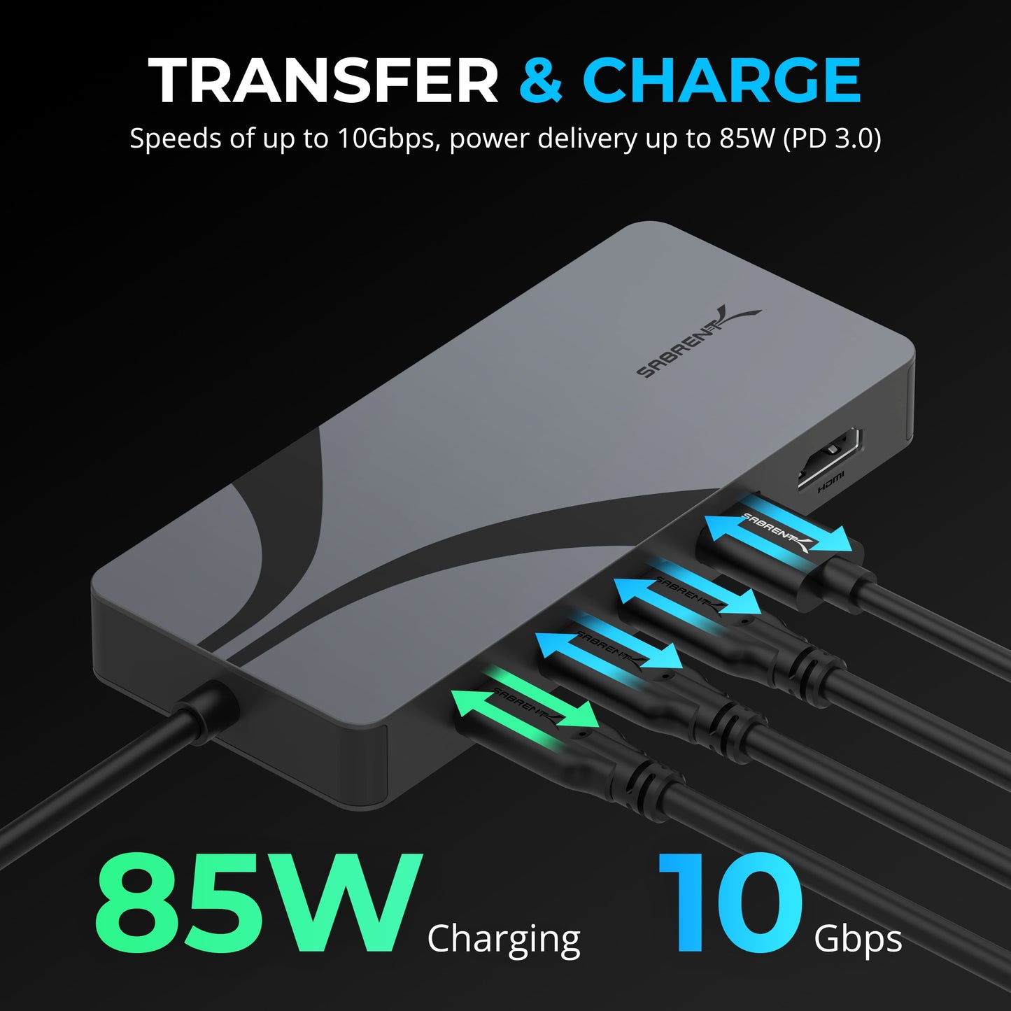 SABRENT - USB4 Hub, Travel Dock Hub with 2 USB-C Ports, 1 USB-A Port, HDMI 2.1, 2.5Gbe and 85W PD 3.0 [HB-U4HP] - Serious Techies