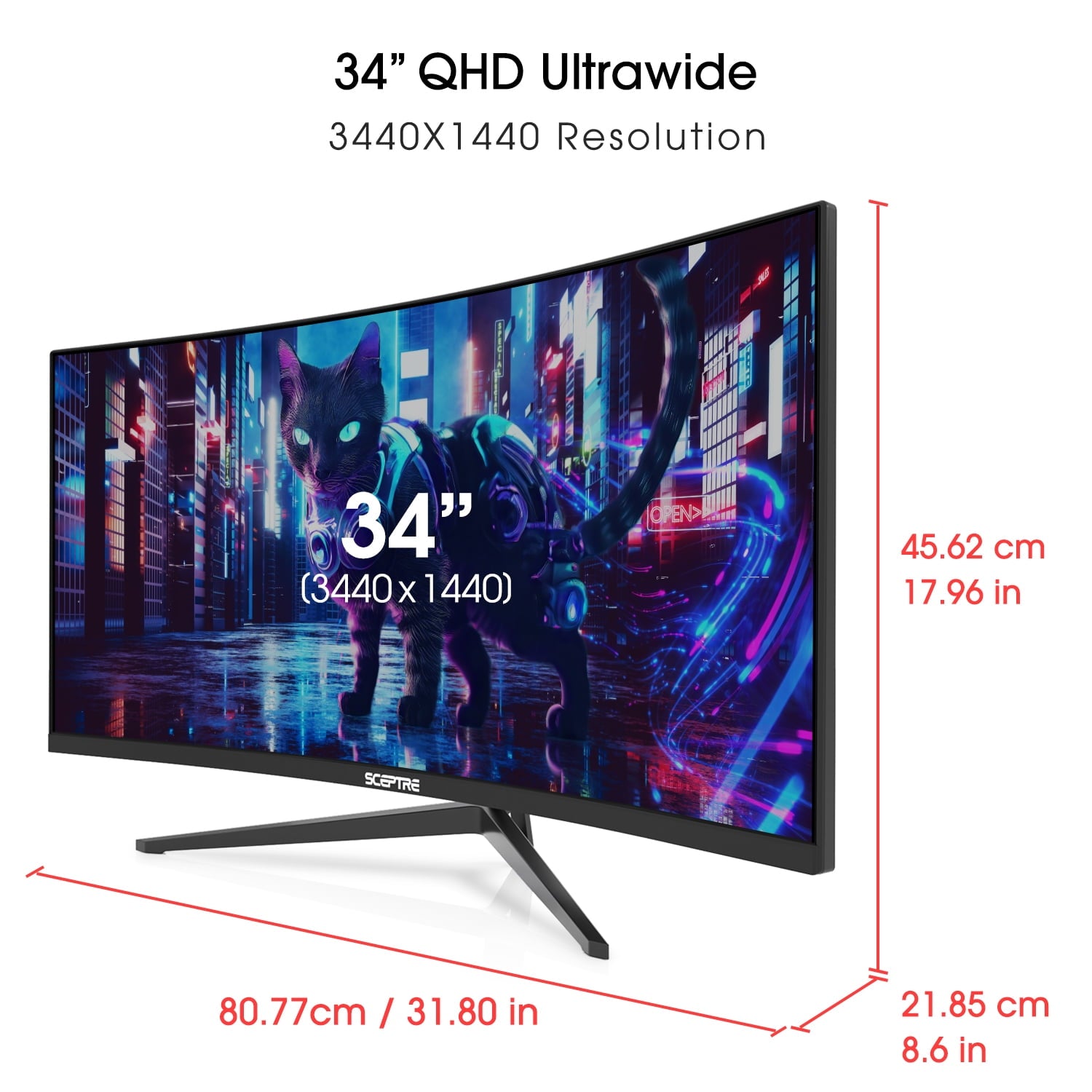Sceptre - New 34-Inch Curved Gaming Monitor 3440 X 1440 180Hz DP HDMI Build-In Speakers 2026 - Serious Techies