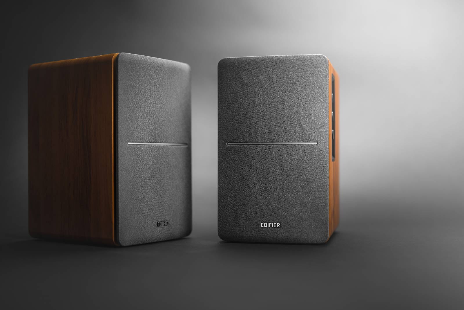 R1280DB Powered Bluetooth Bookshelf Speakers - Optical Input - Wireless Studio Monitors - 4 Inch near Field Speaker - 42W RMS - Wood Grain