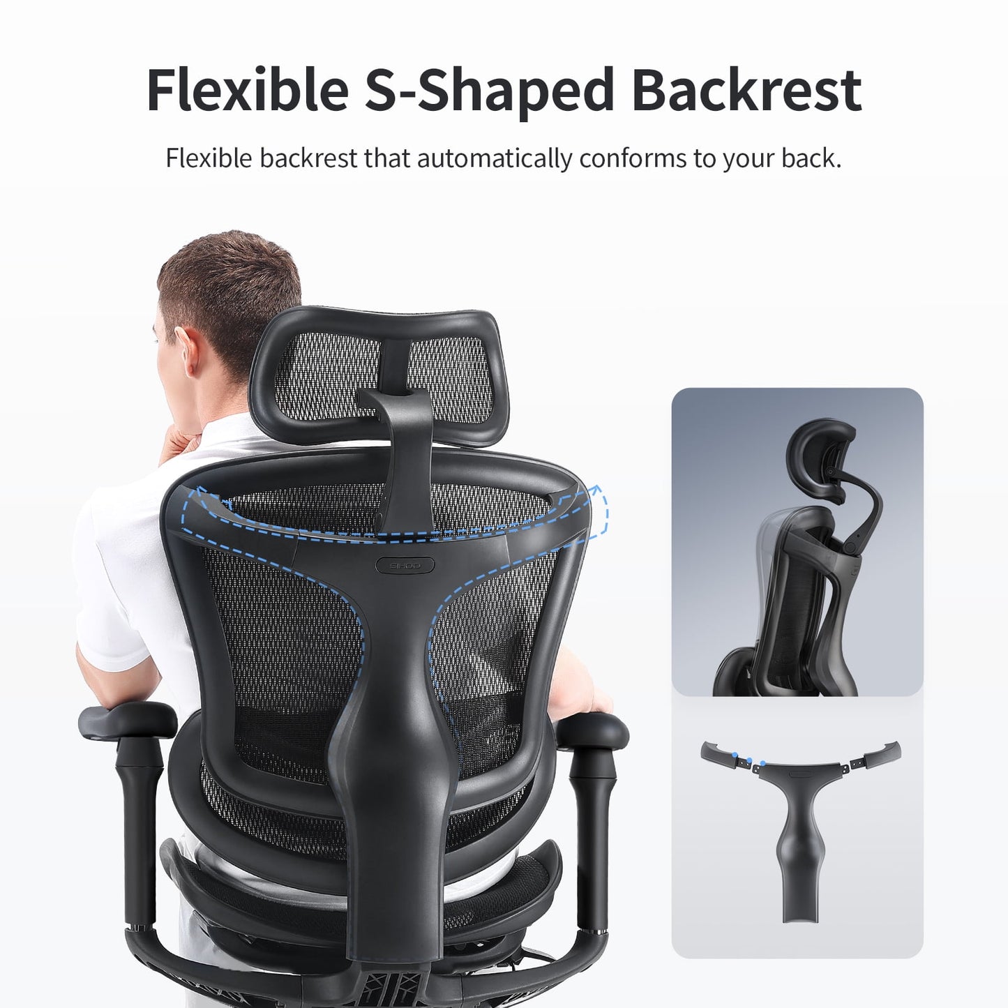 Sihoo - Doro-C300 Adult Mesh Office Chair, Adjustable Armrest, Black (Set of 1) - Serious Techies