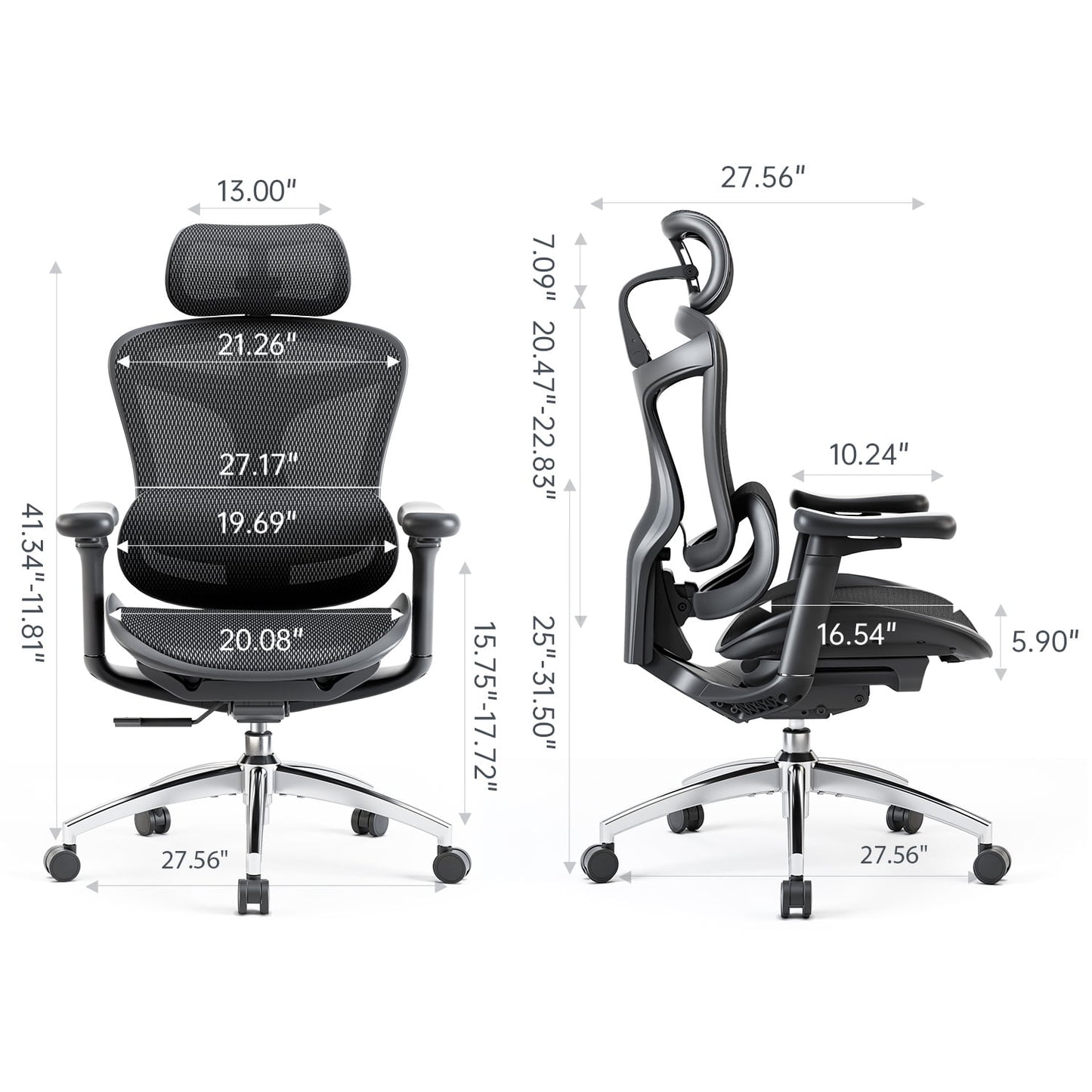 Sihoo - Doro-C300 Adult Mesh Office Chair, Adjustable Armrest, Black (Set of 1) - Serious Techies
