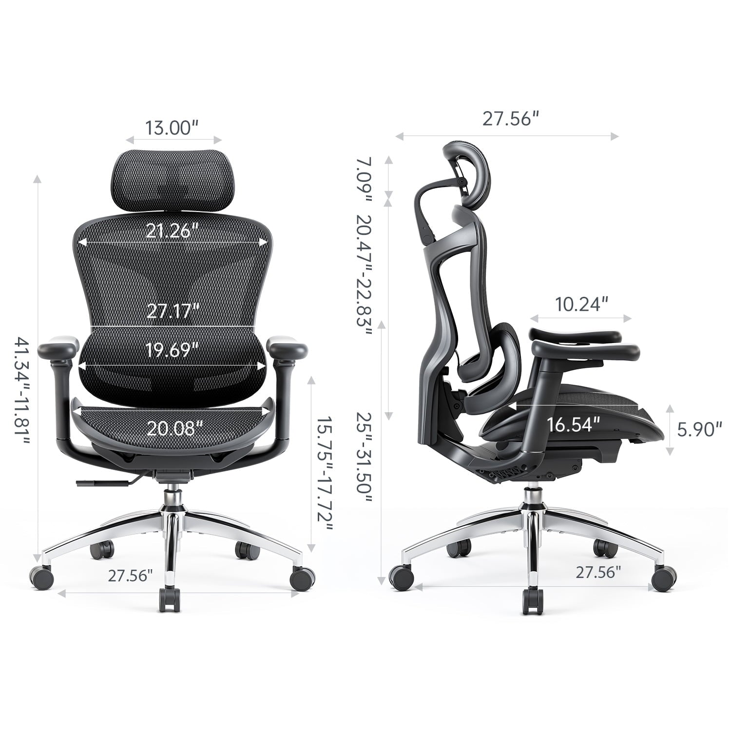 Sihoo - Doro-C300 Adult Mesh Office Chair, Adjustable Armrest, Black (Set of 1) - Serious Techies
