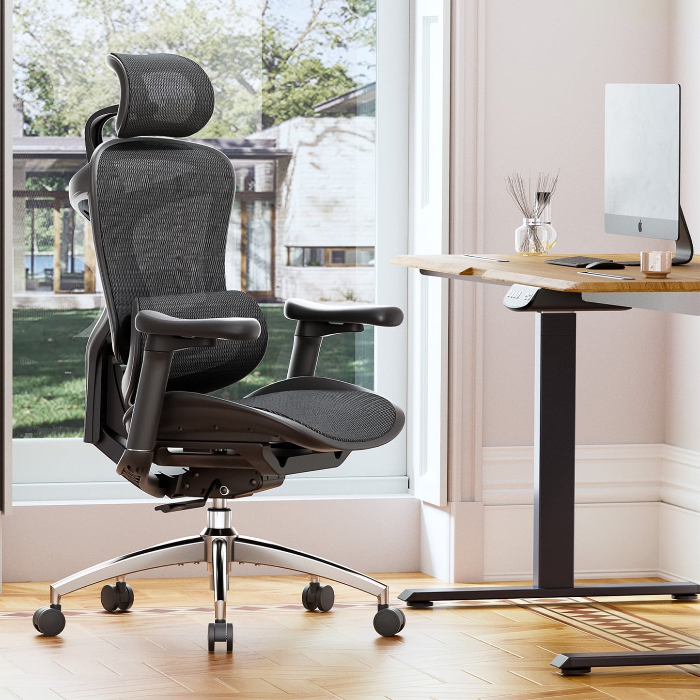 Sihoo - Doro-C300 Adult Mesh Office Chair, Adjustable Armrest, Black (Set of 1) - Serious Techies
