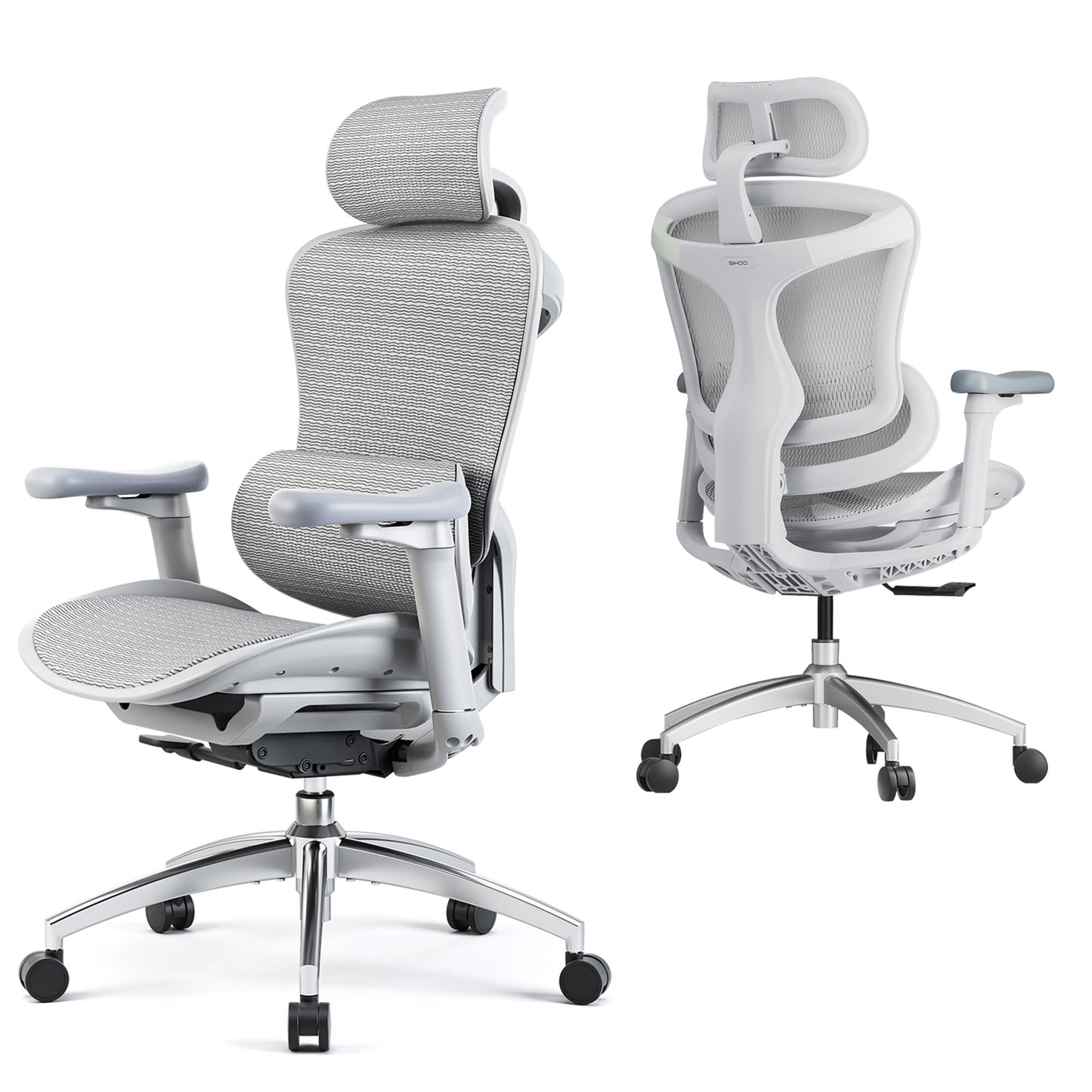 SIHOO - Ergonomic Office Chair-Doro C300 Auto-Adaptive Lumbar Support, 3D Linkage Armrests, Computer Desk Chair with 4-Position Adjustable Backrest, Mesh Office Chair for 300Lbs, Gray - Serious Techies