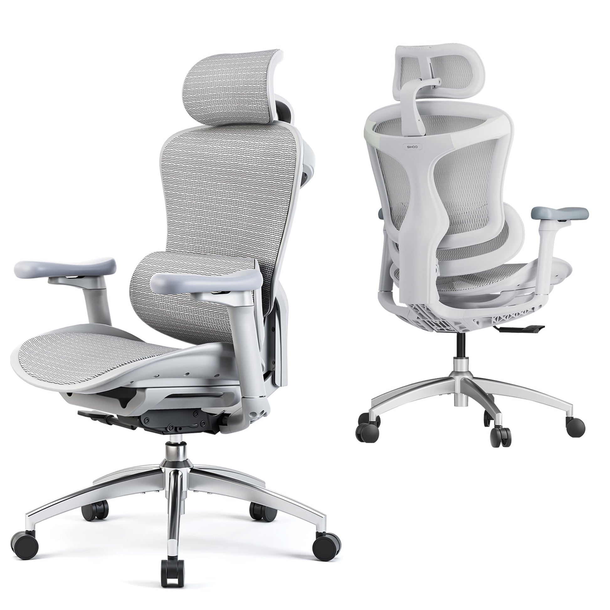 SIHOO - Ergonomic Office Chair-Doro C300 Auto-Adaptive Lumbar Support, 3D Linkage Armrests, Computer Desk Chair with 4-Position Adjustable Backrest, Mesh Office Chair for 300Lbs, Gray - Serious Techies