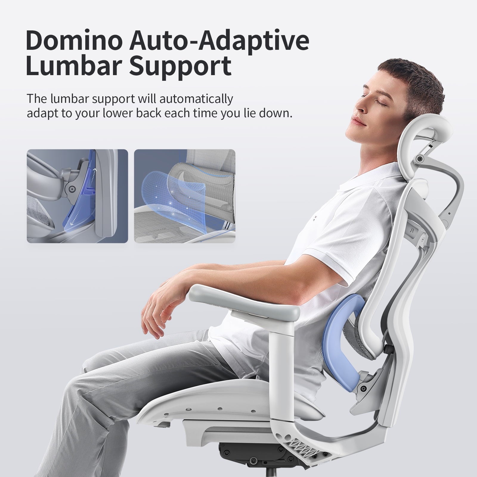 SIHOO - Ergonomic Office Chair-Doro C300 Auto-Adaptive Lumbar Support, 3D Linkage Armrests, Computer Desk Chair with 4-Position Adjustable Backrest, Mesh Office Chair for 300Lbs, Gray - Serious Techies