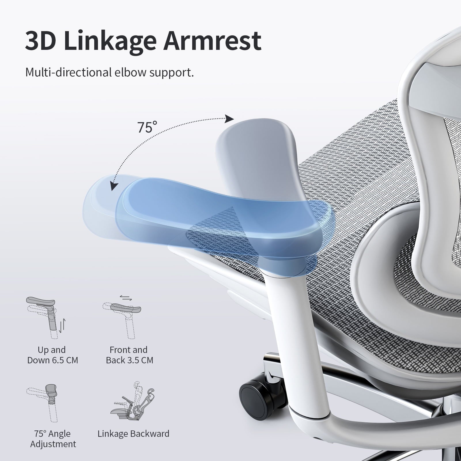 SIHOO - Ergonomic Office Chair-Doro C300 Auto-Adaptive Lumbar Support, 3D Linkage Armrests, Computer Desk Chair with 4-Position Adjustable Backrest, Mesh Office Chair for 300Lbs, Gray - Serious Techies