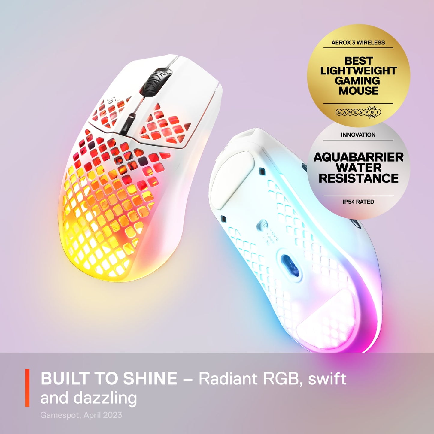 Aerox 3 Wireless - Honeycomb RGB Optical Gaming Mouse - Ultra-Lightweight Water Resistant Design - Snow - Serious Techies
