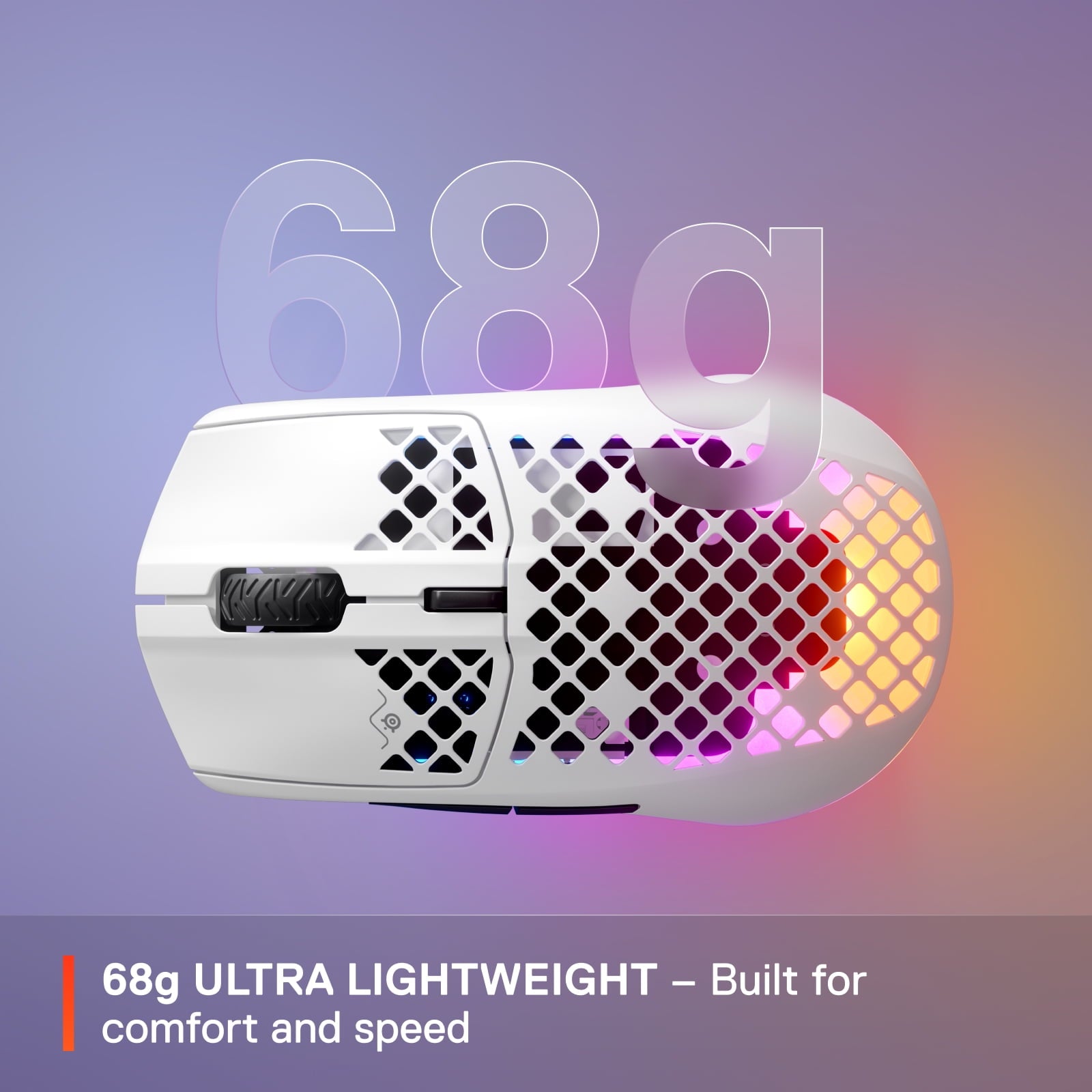 Aerox 3 Wireless - Honeycomb RGB Optical Gaming Mouse - Ultra-Lightweight Water Resistant Design - Snow - Serious Techies