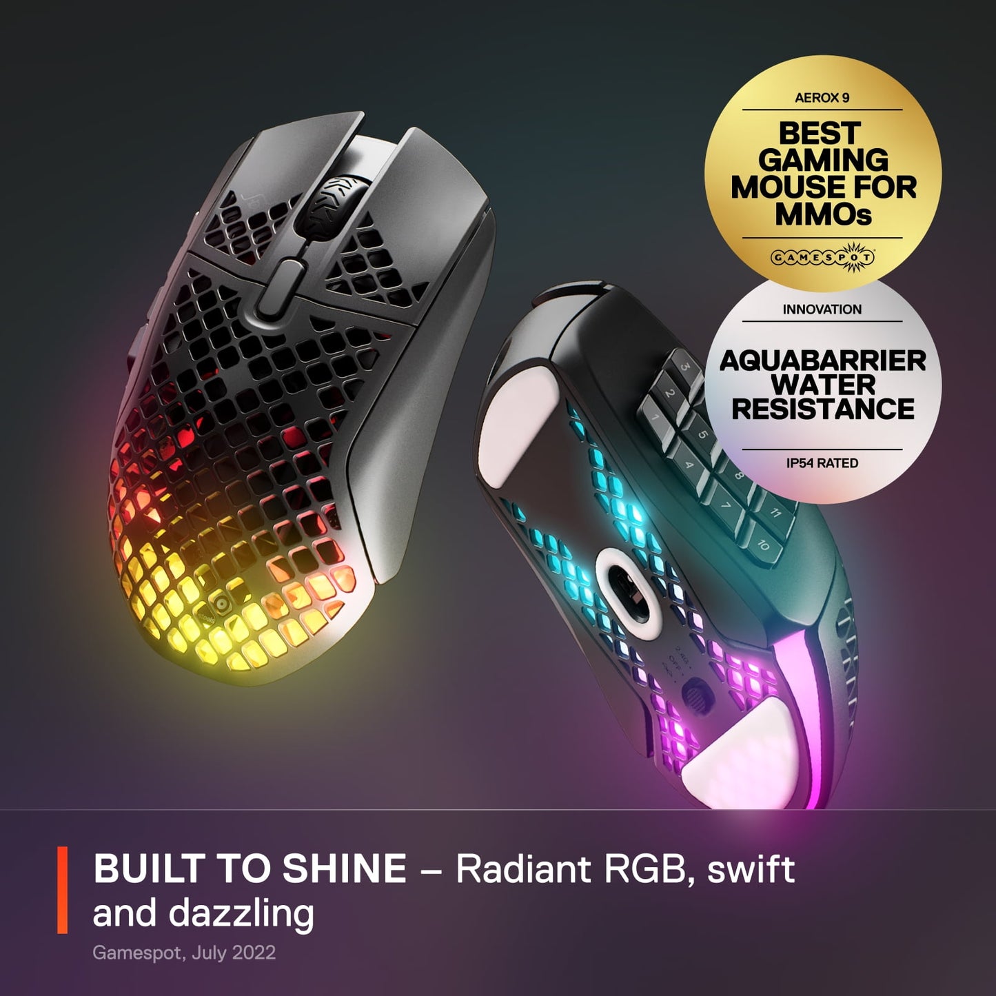 Aerox 9 Wireless Ultra Lightweight Honeycomb Water Resistant RGB Optical Gaming Mouse with 18 Programmable Buttons - Serious Techies