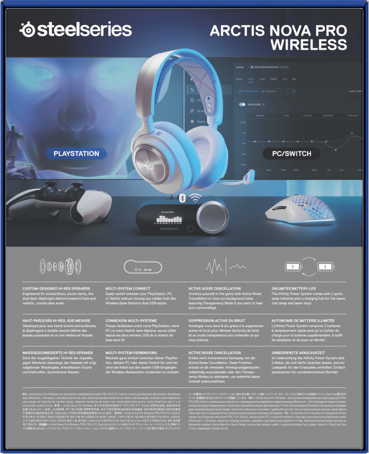 SteelSeries - Nova Pro Wireless Multi-System Gaming Headset for PS5, PS4, PC, Switch, Mobile - White - Serious Techies