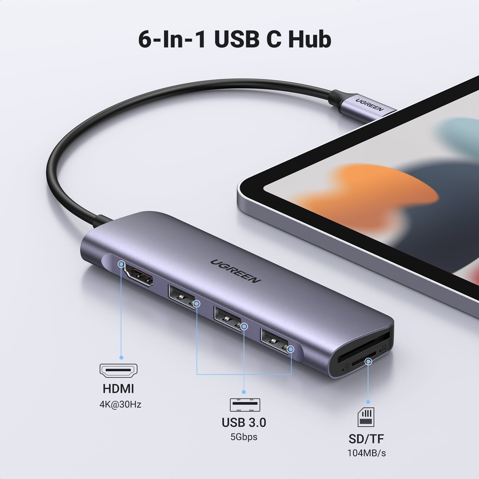 UGREEN - 6-In-1 USB 3.0 Hub for PC Laptop & Macbook - Serious Techies